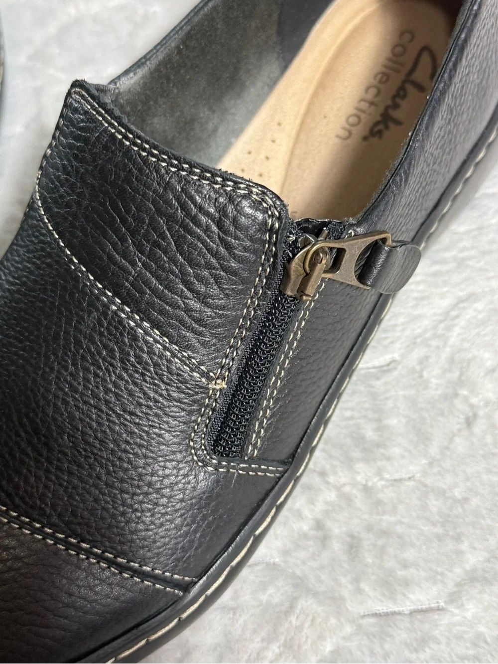 Clarks Collection Ultimate Comfort Black Leather Slip On Shoes 10M